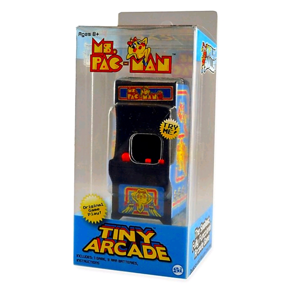 Tiny Ms. Pac Man Keychain Arcade Video Game.